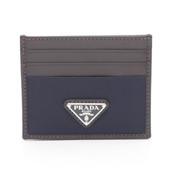 Prada Re Nylon TESSUTO CAMOS Case Leather Nylon Navy Blue Brown - Picture 1 of 5